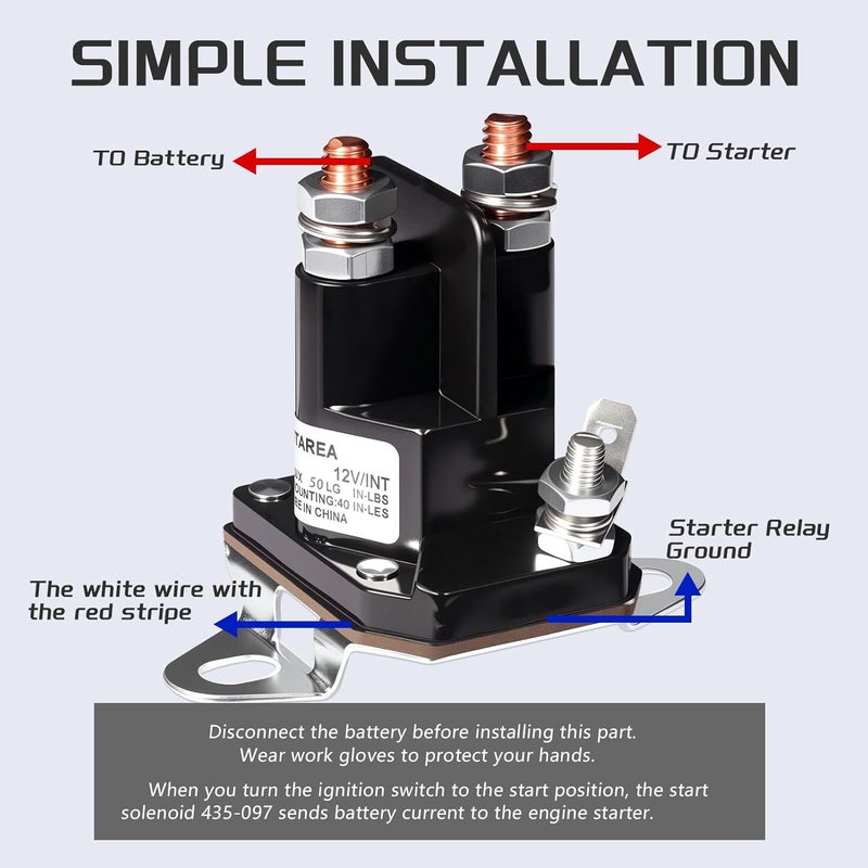 JTAREA 435-097 Solenoid 12V Lawn Mower Starter Solenoids Compatible with Murray 7701100MA 1002004MA 24285 424285 539101714 Toro 111674 6120-430-0500 53490009 MTD 725-0530 725-0771 - Image 4